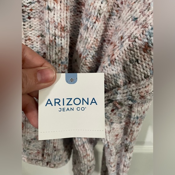 Arizona Jean Co Women’s Crew Neck Knit Sweater Cropped Pink Medium. New w tag. - Picture 4 of 8